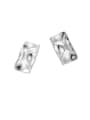 thumb 925 Sterling Silver Smotth   Minimalist Concave Convex Square Stud Earring 0
