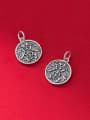 thumb S925 Silver Frosted Old Gold Wanliang Pattern Round Medal Pendant 1