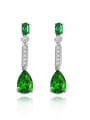 thumb 925 Sterling Silver High Carbon Diamond Green Water Drop Luxury Drop Earring 0