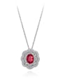 thumb 925 Sterling Silver High Carbon Diamond Red Geometric Luxury Necklace 0