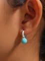 thumb 925 Sterling Silver Turquoise Geometric Minimalist Huggie Earring 1