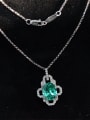 thumb 925 Sterling Silver High Carbon Diamond Green Geometric Luxury Necklace 0