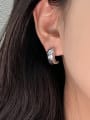 thumb 925 Sterling Silver Irregular Pea  Minimalist Stud Earring 1
