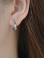 thumb 925 Sterling Silver Geometric Vintage Huggie Earring 1