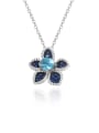thumb 925 Sterling Silver Swiss Blue Topaz Flower Luxury Necklace 2