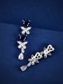 thumb 925 Sterling Silver High Carbon Diamond Flower Luxury Cluster Earring 2