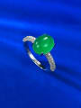 thumb 925 Sterling Silver Jade Geometric Vintage Band Ring 0