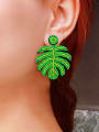 thumb Tila Bead Multi Color Leaf Bohemia Pure handmade Weave Earring 1