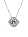 thumb 925 Sterling Silver Moissanite Square Dainty Necklace 0