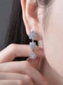 thumb 925 Sterling Silver High Carbon Diamond Flower Luxury Cluster Earring 1