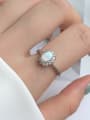thumb 925 Sterling Silver Opal Geometric Luxury Band Ring 2