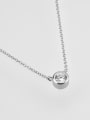 thumb 925 Sterling Silver Cubic Zirconia Round Minimalist Necklace 3