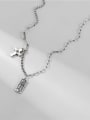 thumb 925 Sterling Silver Geometric Vintage Asymmetric   Hollow Chain Necklace 2