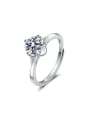 thumb 925 Sterling Silver Moissanite Flower Dainty Band Ring 0