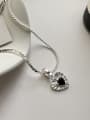 thumb 925 Sterling Silver Cubic Zirconia Black Heart Vintage Necklace 0