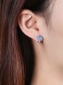 thumb 925 Sterling Silver Swiss Blue Topaz Irregular Artisan Stud Earring 1