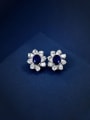thumb 925 Sterling Silver High Carbon Diamond Blue Flower Dainty Stud Earring 0