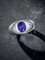 thumb 925 Sterling Silver High Carbon Diamond Blue Evil Eye Trend Band Ring 0