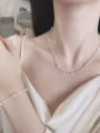 thumb 925 Sterling Silver Freshwater Pearl Dainty Geometric Bracelet and Necklace Set 2