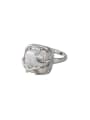 thumb 925 Sterling Silver Imitation Pearl Geometric Vintage Band Ring 3