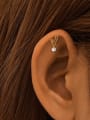 thumb 925 Sterling Silver Cubic Zirconia Heart Tassel Minimalist Single Earring 1