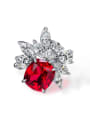 thumb 925 Sterling Silver High Carbon Diamond Red Flower Vintage Ring 0