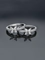 thumb 925 Sterling Silver Cubic Zirconia Flower Minimalist Band Ring 1