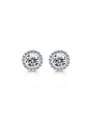 thumb 925 Sterling Silver High Carbon Diamond Round Dainty Stud Earring 0