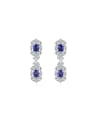 thumb 925 Sterling Silver High Carbon Diamond Blue Geometric Luxury Drop Earring 0