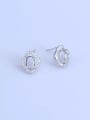 thumb 925 Sterling Silver 18K White Gold Plated Geometric Earring Setting Stone size: 5*7mm 0