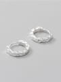 thumb 925 Sterling Silver Round Minimalist Huggie Earring 1