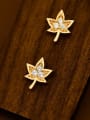 thumb 925 Sterling Silver Cubic Zirconia Leaf Dainty Stud Earring 0