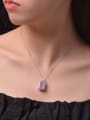 thumb 925 Sterling Silver High Carbon Diamond Pink Geometric Luxury Necklace 1
