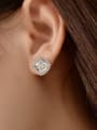 thumb 925 Sterling Silver High Carbon Diamond White Geometric Dainty Stud Earring 1