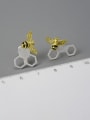 thumb 925 Sterling Silver Enamel Bee Artisan Geometric Stud Earring 3