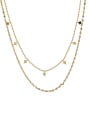 thumb Titanium Steel  Minimalist Diamond Sequin Double Layer Gold Necklace 0