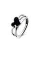 thumb 925 Sterling Silver Enamel Heart Vintage Stackable Ring 0