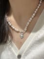 thumb 925 Sterling Silver Freshwater Pearl Heart Minimalist Beaded Necklace 1