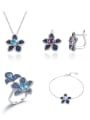 thumb 925 Sterling Silver Swiss Blue Topaz Flower Luxury Necklace 3