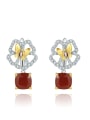 thumb 925 Sterling Silver Natural  Topaz Flower Luxury Drop Earring 2