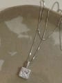 thumb 925 Sterling Silver Cubic Zirconia White Geometric Dainty Necklace 0