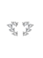 thumb 925 Sterling Silver Cubic Zirconia Heart Dainty Cluster Earring 0