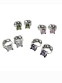 thumb 925 Sterling Silver Cubic Zirconia Square Vintage Huggie Earring 2