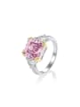 thumb 925 Sterling Silver High Carbon Diamond Pink Geometric Dainty Ring 0