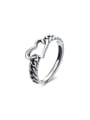 thumb 925 Sterling Silver Heart Vintage Twist Chain Ring 0