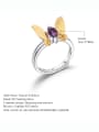 thumb 925 Sterling Silver Amethyst Butterfly Cute Band Ring 1