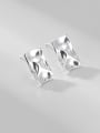 thumb 925 Sterling Silver Smotth   Minimalist Concave Convex Square Stud Earring 2