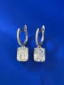 thumb 925 Sterling Silver High Carbon Diamond Square Luxury Huggie Earring 0