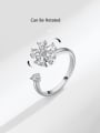 thumb 925 Sterling Silver Cubic Zirconia Flower Cute  Can Be Rotated Band Ring 2