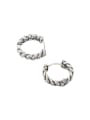 thumb 925 Sterling Silver Hollow Geometric Chain Vintage Huggie Earring 3